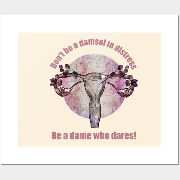 feminism quote motivational and floral uterus Wall Art by Collagedream